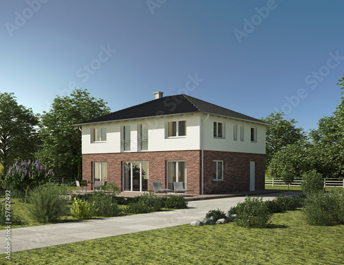 Illustration: Einfamilienhaus weiss klinker Einfamilienhaus weiss klinker