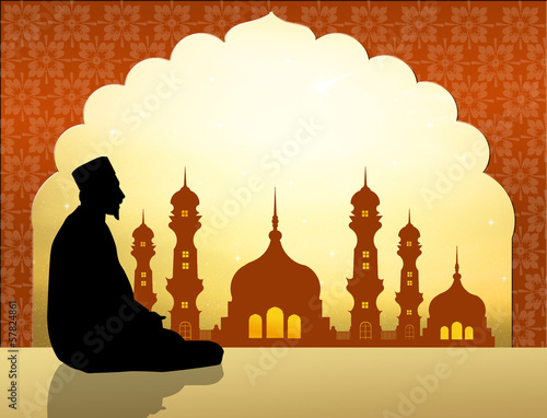 Illustration: A muslim man praying A muslim man praying