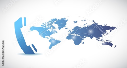 Illustration: phone and world map illustration design phone and world map illustration design