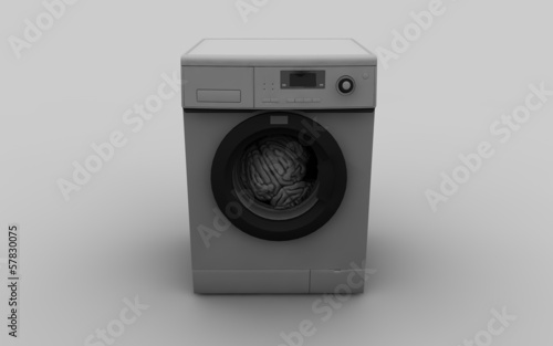 Illustration: brain wash concept with washing machine 3d illustration brain wash concept with washing machine 3d illustration