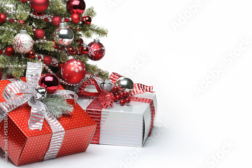 Photo: Decorated Christmas tree and gifts Decorated Christmas tree and gifts
