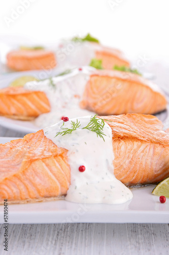 Photo: salmon with cream and dill salmon with cream and dill