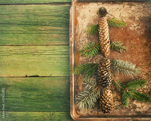 Photo: Vintage toned photography of christmas tree Vintage toned photography of christmas tree