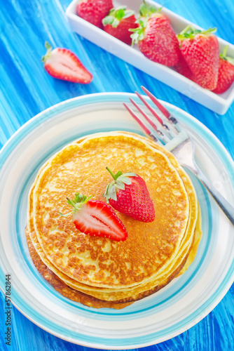 Photo: pancakes with strawberry pancakes with strawberry