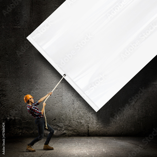 Photo: Engineer with banner Engineer with banner