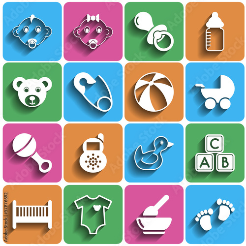 Vector: Flat Baby Icons with Shadow Flat Baby Icons with Shadow