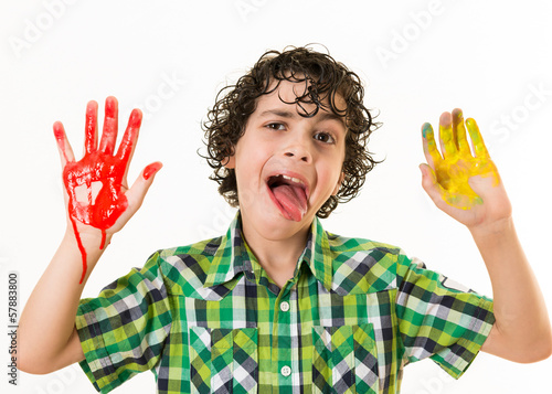 Photo: Mocker child with hands paint smear Mocker child with hands paint smear