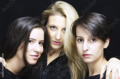 Photo: Three young beautiful friends women portrait color image Three young beautiful friends women portrait color image