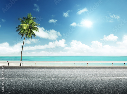 Photo: asphalt road and sea asphalt road and sea