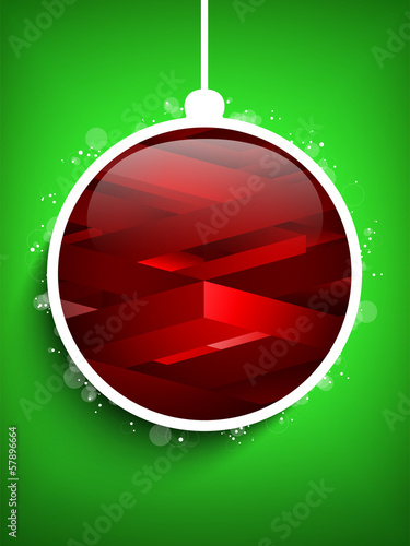 Vector: Merry Christmas Happy New Year Ball Geometric Green Background Merry Christmas Happy New Year Ball Geometric Green Background