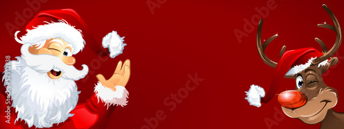 Vector: Santa and Rudolph Christmas Background Santa and Rudolph Christmas Background