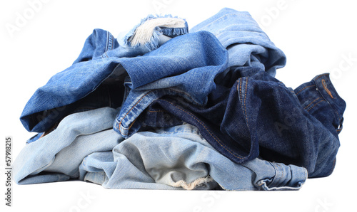 Photo: Set of jeans isolated on white background Set of jeans isolated on white background
