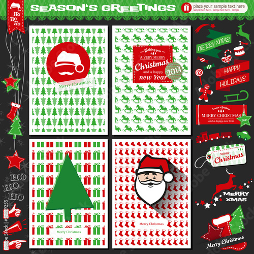 Vector: Christmas Set, Postcards, Christmas Elements Christmas Set, Postcards, Christmas Elements