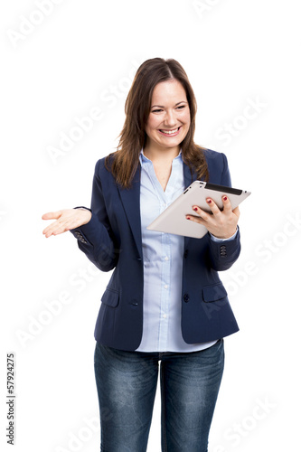 Photo: Business woman working with a tablet Business woman working with a tablet