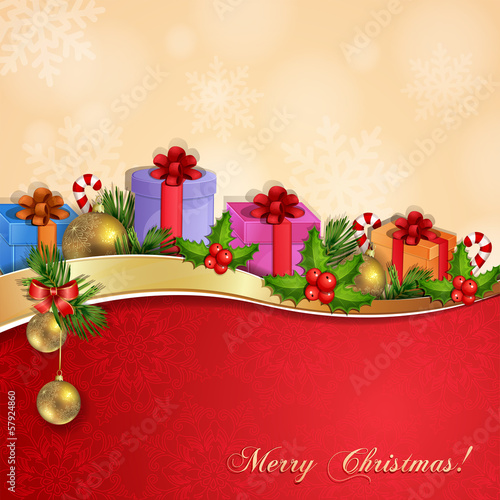 Vector: Christmas illustration with gift boxes. Christmas illustration with gift boxes.