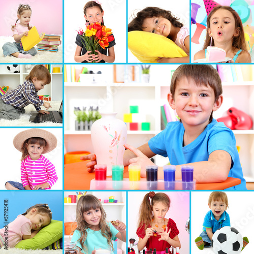 Photo: Collage of cute little children Collage of cute little children