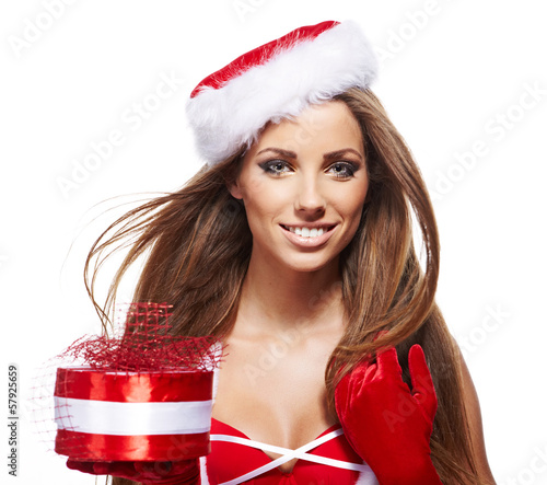 Photo: Christmas woman with gift Christmas woman with gift