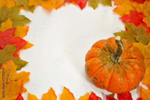 Photo: Fall Leaf Border with a Pumpkin Fall Leaf Border with a Pumpkin