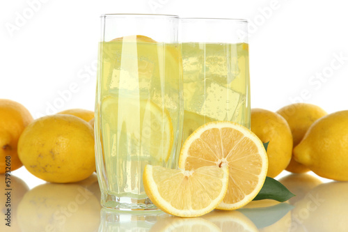 Photo: Delicious lemonade isolated on white Delicious lemonade isolated on white