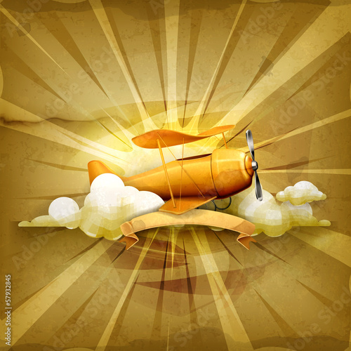 Vector: Aircraft, old style background Aircraft, old style background