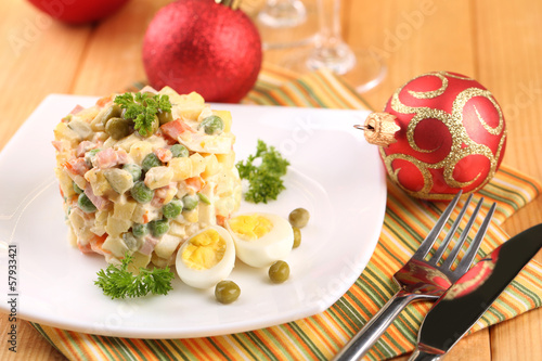 Photo: Russian traditional salad Olivier, Russian traditional salad Olivier,