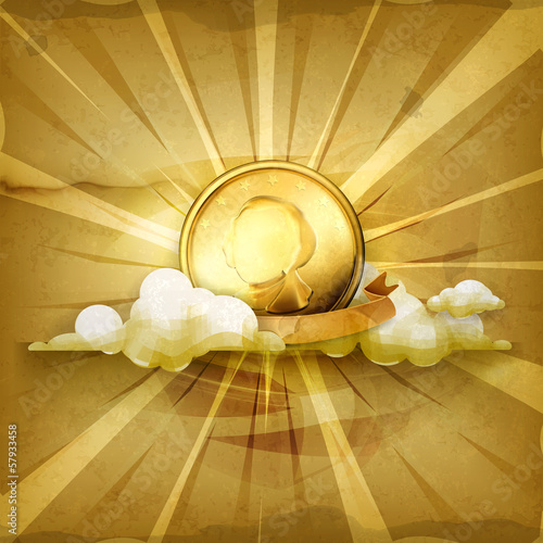 Vector: Gold coin, old style background Gold coin, old style background