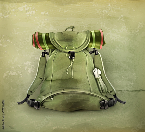 Vector: Travel backpack, old style Travel backpack, old style