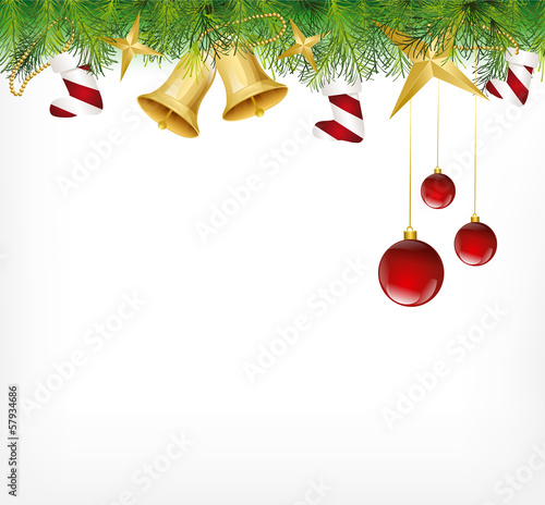 Vector: Christmas Card Ornament hanging on the tree Christmas Card Ornament hanging on the tree