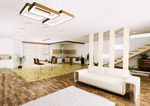 Illustration: Interior of modern apartment 3d render Interior of modern apartment 3d render