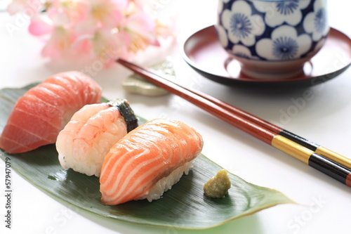 Photo: japanese food, assorted sushi with wasabi japanese food, assorted sushi with wasabi