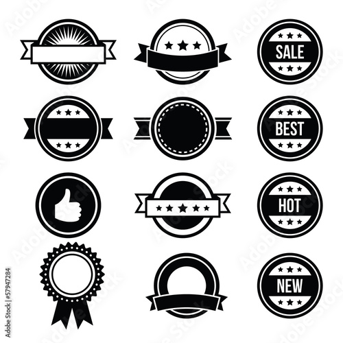 Vector: Retro round badges, vintage labels set - vector Retro round badges, vintage labels set - vector