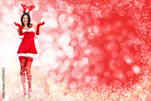 Photo: Santa helper woman. Santa helper woman.