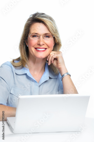 Photo: Business woman with laptop. Business woman with laptop.