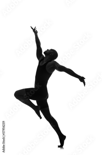 Photo: silhouette of male dancer isolated on white silhouette of male dancer isolated on white