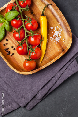 Photo: Tomatoes, pepper and basil Tomatoes, pepper and basil