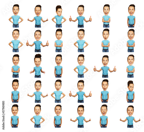 Photo: set of emotional bighead woman set of emotional bighead woman