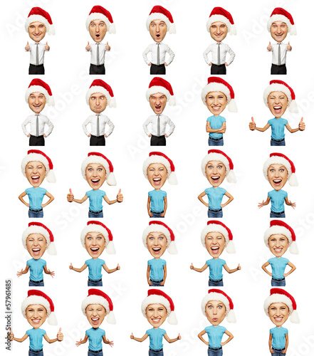 Photo: set of emotional christmas man and woman set of emotional christmas man and woman