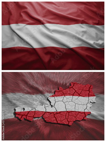 Photo: Austria flag and map collage Austria flag and map collage