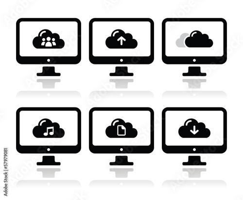 Vector: Computer and cloud vector icons set for web Computer and cloud vector icons set for web
