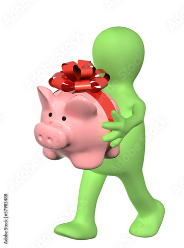 Illustration: Puppet with piggy bank Puppet with piggy bank