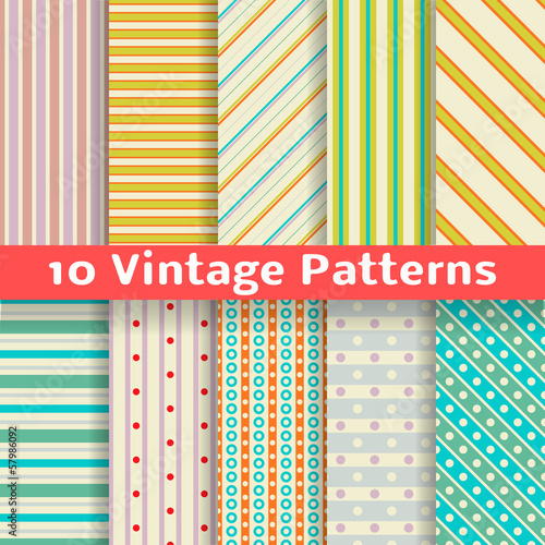 Vector: Different vintage stripe vector seamless patterns (tiling). Different vintage stripe vector seamless patterns (tiling).
