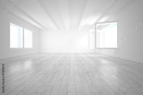Photo: Bright room with opened windows Bright room with opened windows