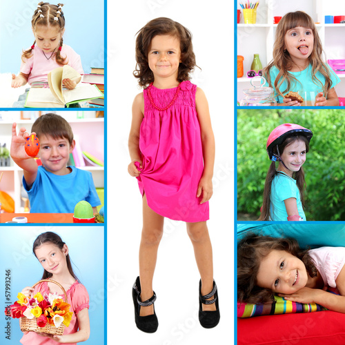 Photo: Collage of cute little children Collage of cute little children