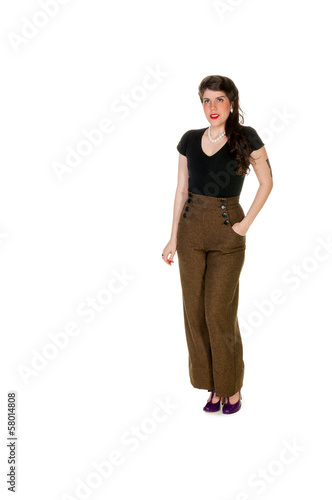 Photo: Cute retro woman, isolated on white Cute retro woman, isolated on white