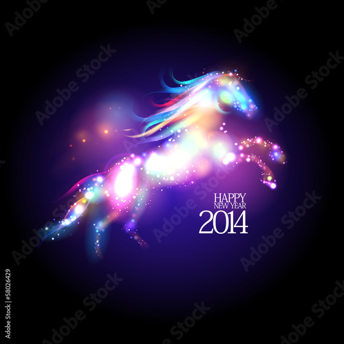 Illustration: 2014 new year design with cartoon horse. 2014 new year design with cartoon horse.