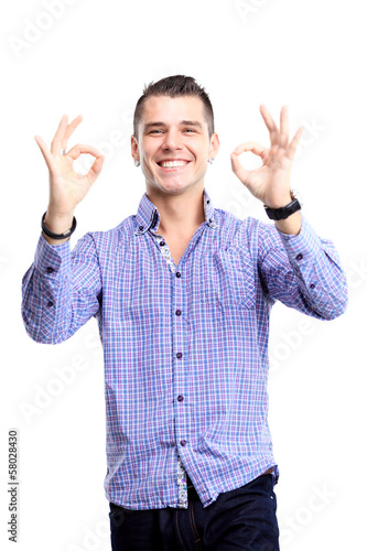Photo: Happy man with thumbs up gesture Happy man with thumbs up gesture