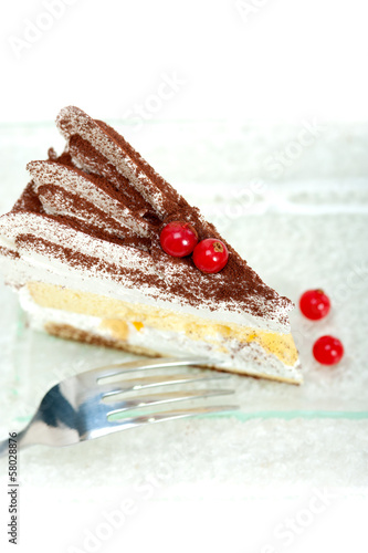 Photo: whipped cream and ribes dessert cake slice whipped cream and ribes dessert cake slice