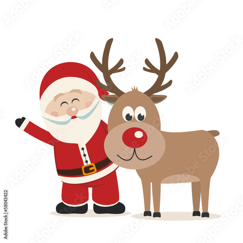 Vector: santa claus and reindeer isolated background santa claus and reindeer isolated background