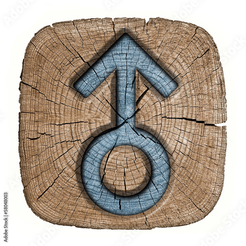 Illustration: Male sign sex, wooden label Male sign sex, wooden label