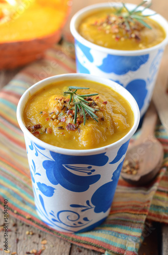 Photo: Pumpkin cream soup with pepper and spices Pumpkin cream soup with pepper and spices